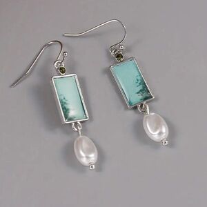 👒Antique Style Resin Drop Pearl Dangle Earrings